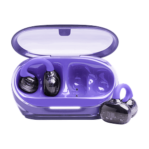 JBL Soundgear Clips Audífonos Inalámbricos Open Ear TWS, Bluetooth 5.4, OpenSound, 4 Micrófonos, IP54, Hasta 32h de Batería, Control Táctil, Multipoint, App, Morados