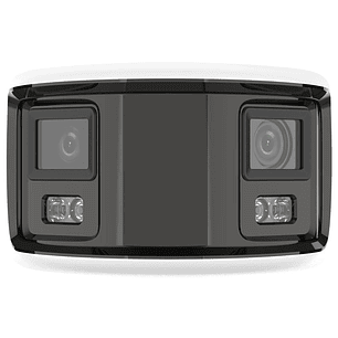 Hikvision Cámara IP 8MP Panorámica ColorVu 180°, Bala Fija, H.265+, WDR 130dB, IP67, PoE, Detección Humano/Vehículo, Luz Estroboscópica y Alarma Sonora, Audio Bidireccional, MicroSD 512GB