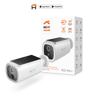 Nexxt Home NHC-OF30S Cámara Wi-Fi exterior, 4MP 2K HD, Panel Solar Recargable, Visión Nocturna Color, Sudio Bidireccional, Sirena, MicroSD y Nube