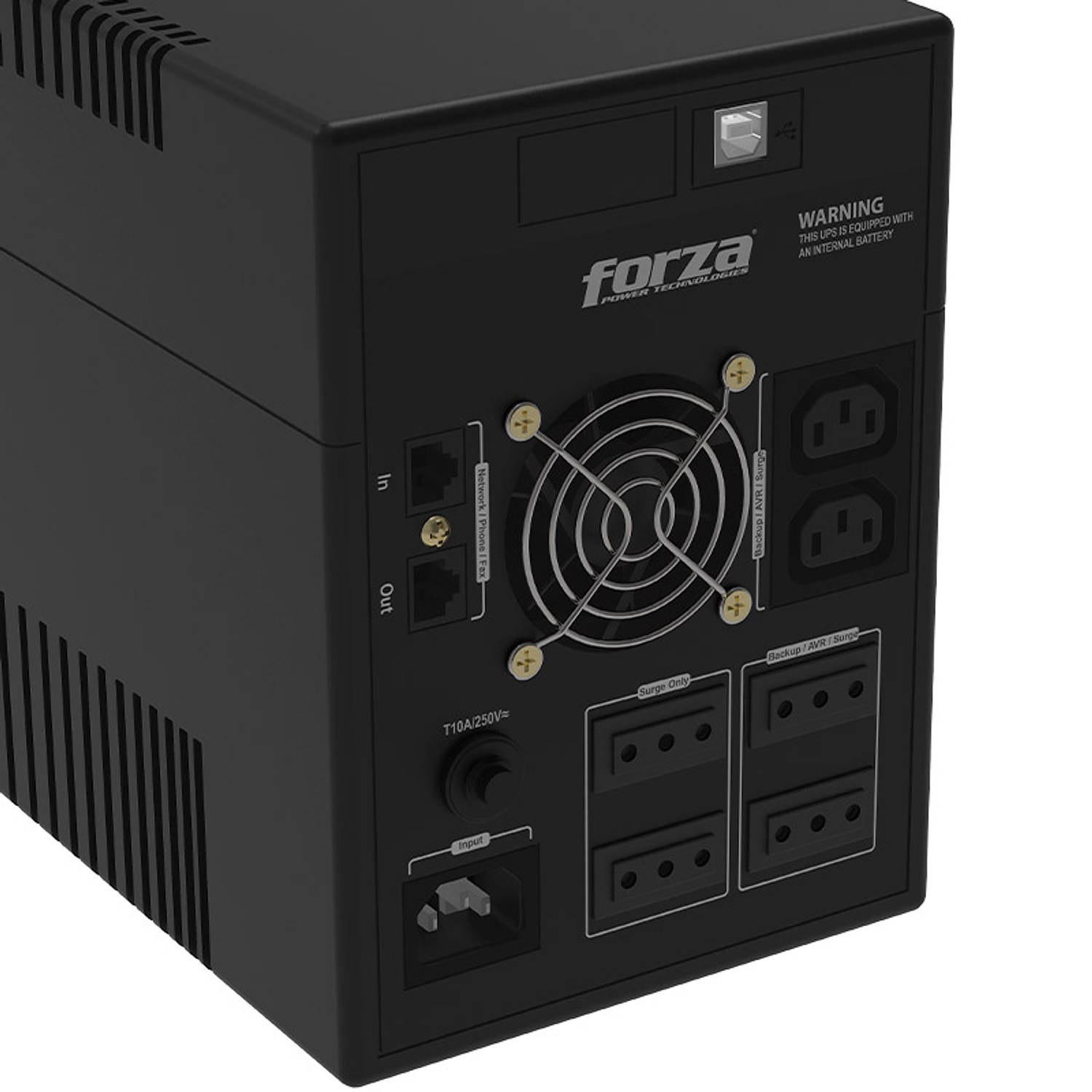 Forza NT-1802PRO-C UPS 1800VA 900W, interactiva, 220V, 6 salidas, USB, protección RJ45 RJ11, Torre 3