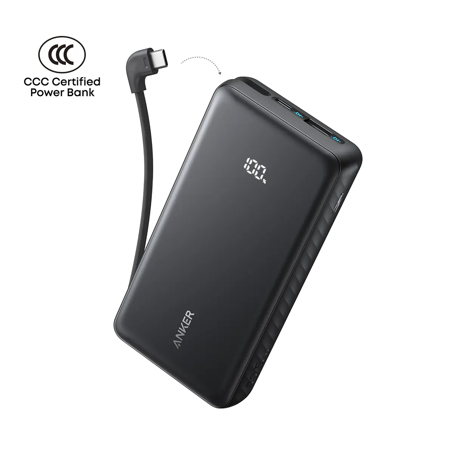Anker Zolo Powerbank 20000mAh, 22.5W, USB-C integrado, Carga rápida, Negro, Universal 1