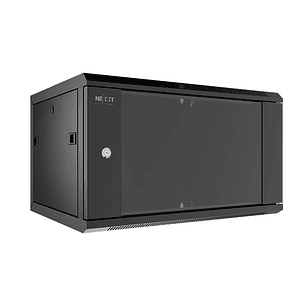 Nexxt Caja de Montaje en Pared SPCC Acero, Vidrio Templado, Negro, RAL 9005, 6U, 600X600 mm