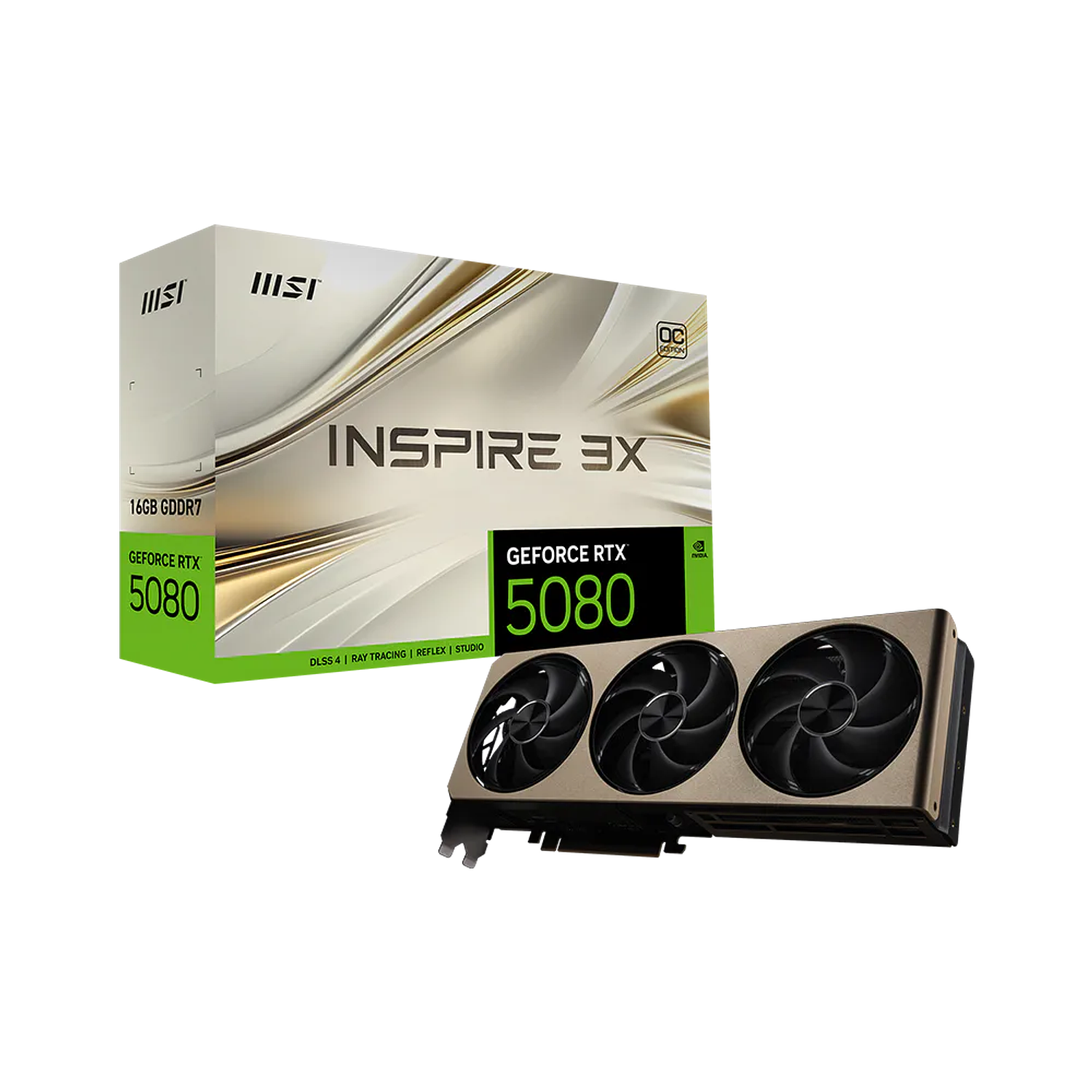 MSI Tarjeta Grafica GeForce RTX 5080 16G INSPIRE 3X OC, 16GB GDDR7, Arquitectura Blackwell Y Sistema Triple Fan 1