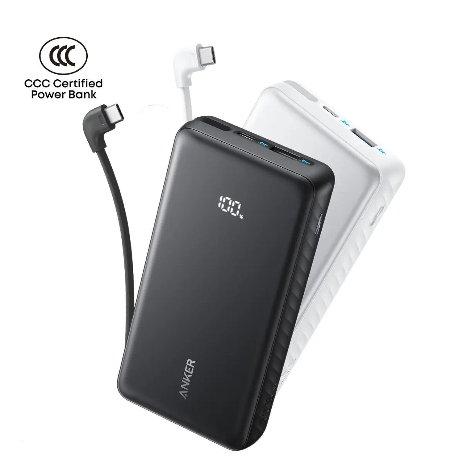 Anker Zolo Powerbank 20000mAh, 22.5W, USB-C integrado, Carga rápida, Blanco, Universal 2