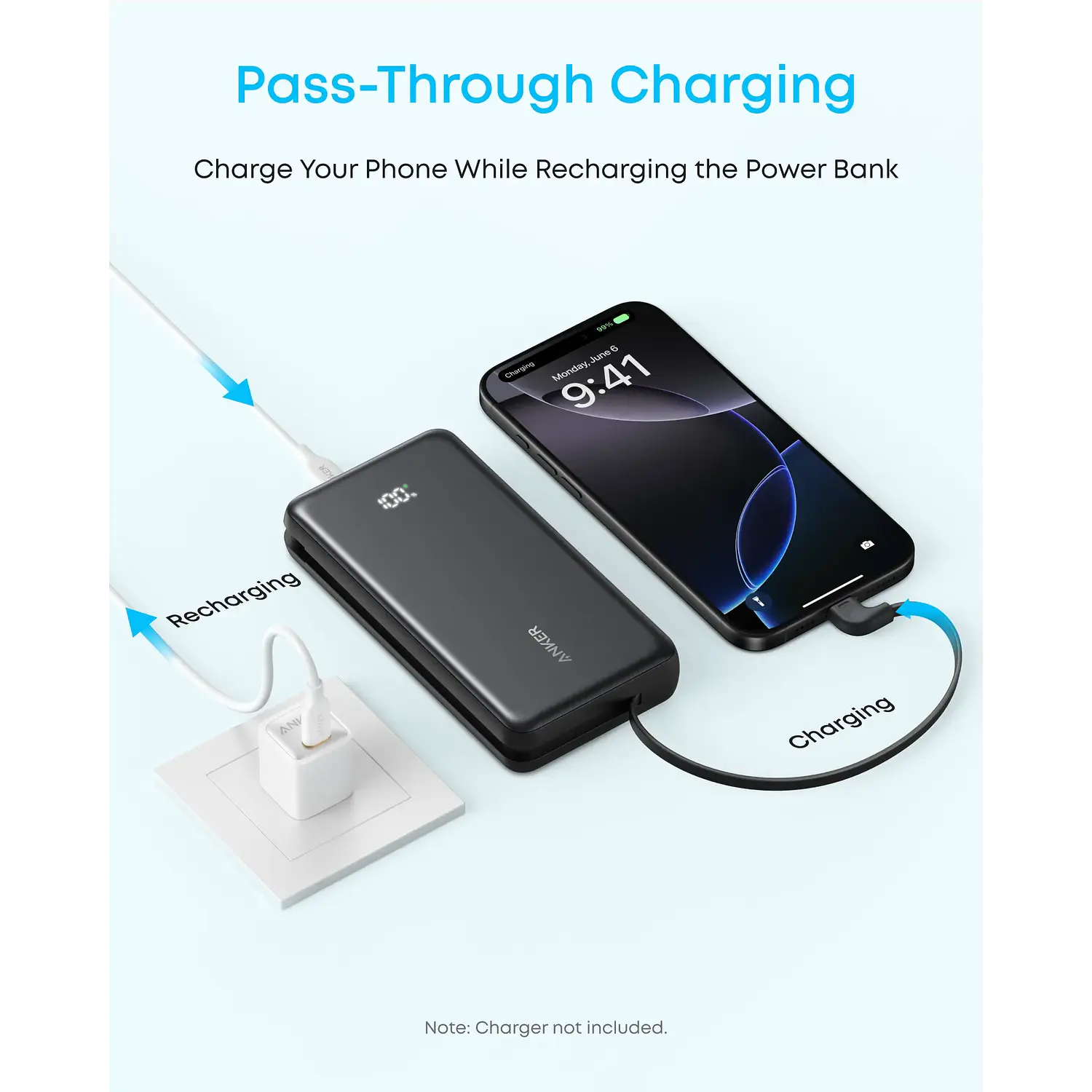 Anker Zolo Powerbank 20000mAh, 22.5W, USB-C integrado, Carga rápida, Negro, Universal 4