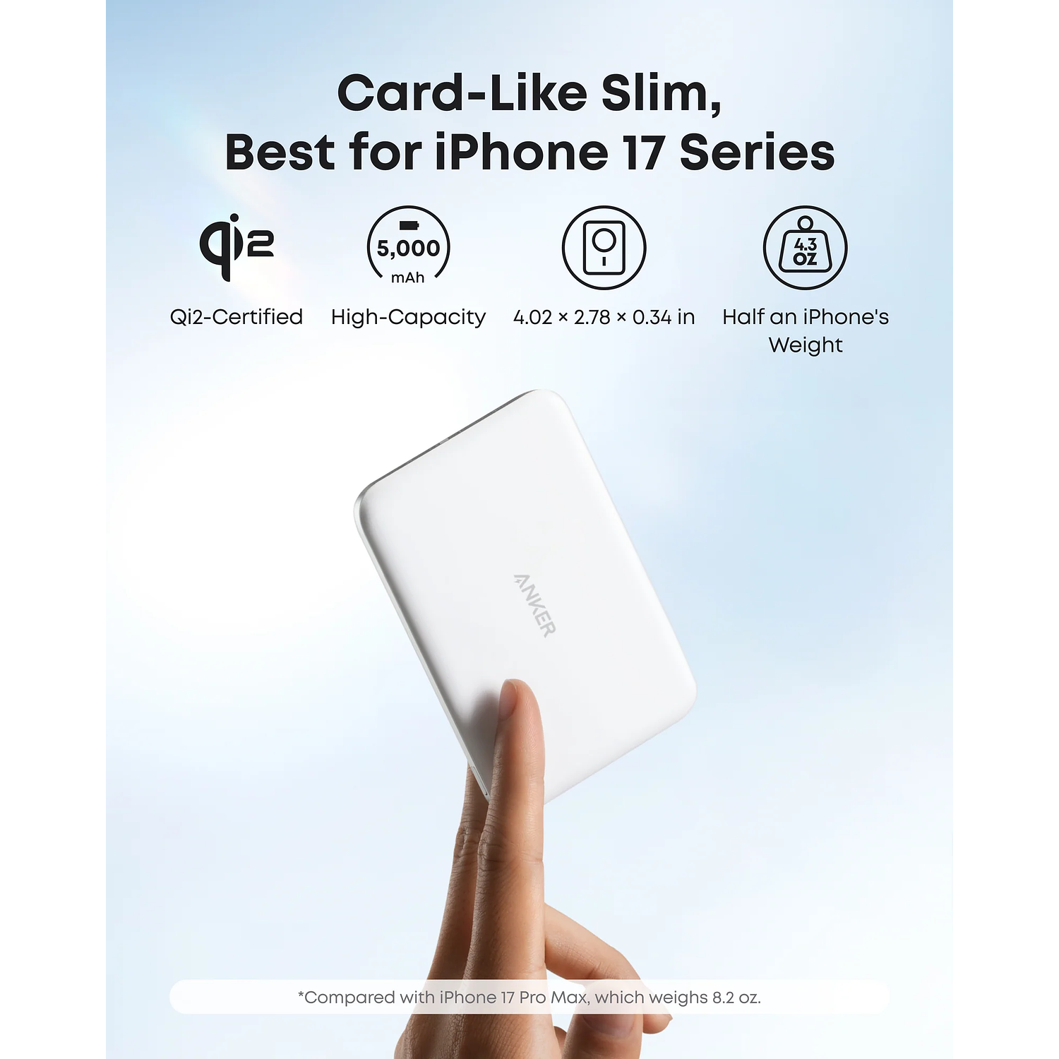 Anker A1665H11 Nano Power Bank 5K MagGo, 5000mAh, 20W, Carga Rápida, USB-C, Inalámbrica, iPhone, Negro 3