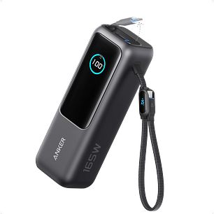 Anker Power Bank, 25000mah, 165w, Con Pantalla Digital, 2x Usb-C, 1x Usb-A, Carga Rápida Bidireccional, Negro