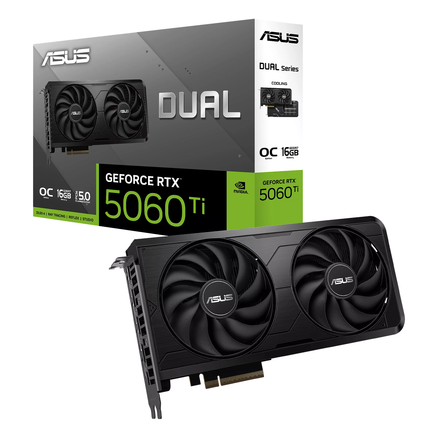 Asus Dual Geforce RTX 5060 Ti Oc Edition 16gb GDDR7 Evo Tarjeta Grafica, 1x Hdmi 2.1a, 3x Displayport 2.1, Dual Fan 2