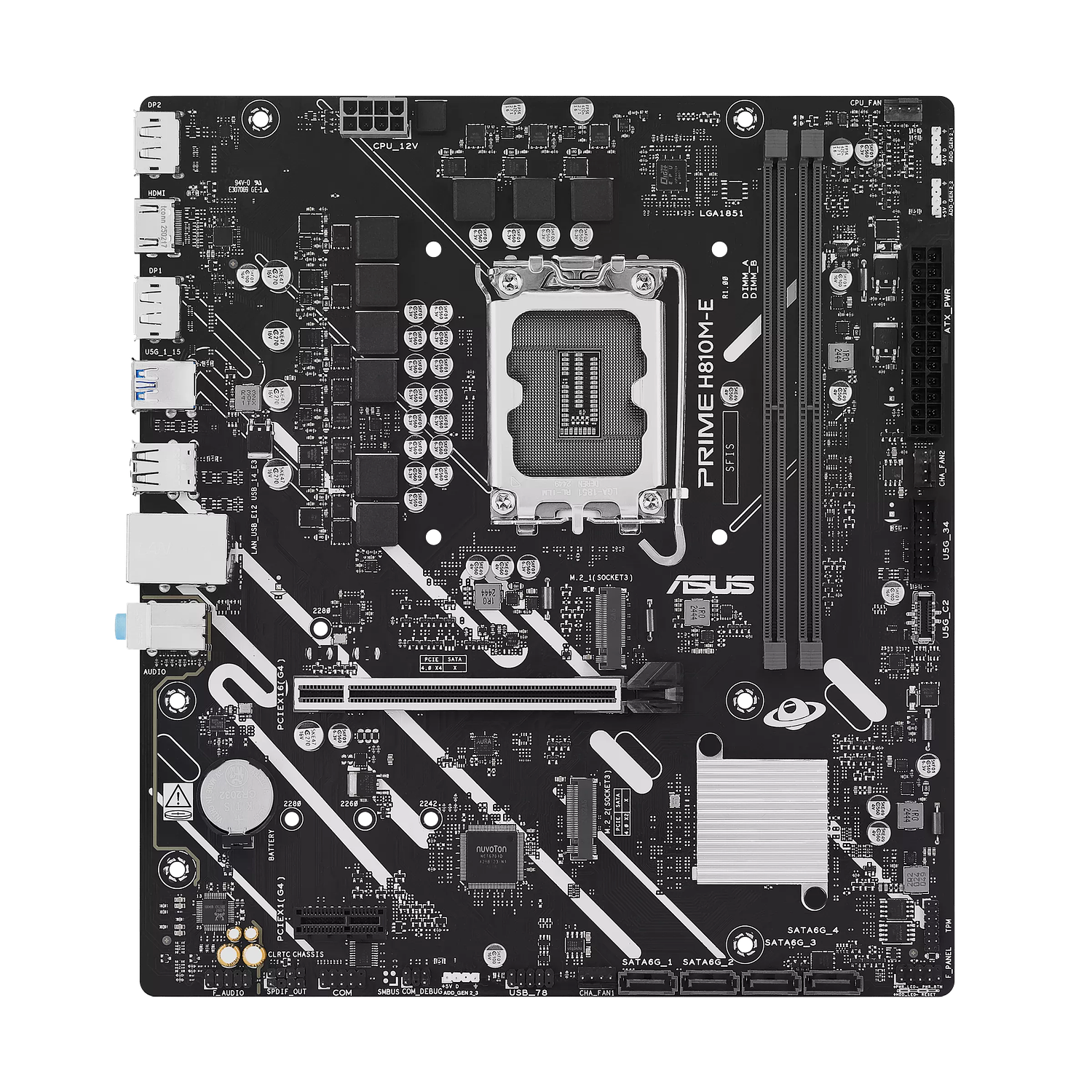 Asus Prime H810m-E Placa Madre Intel Lga 1851, 1x Hdmi 2.1, 1x Displayport 1.4, 1x Vga, 2.5 Gbe Lan, 2x M.2 1
