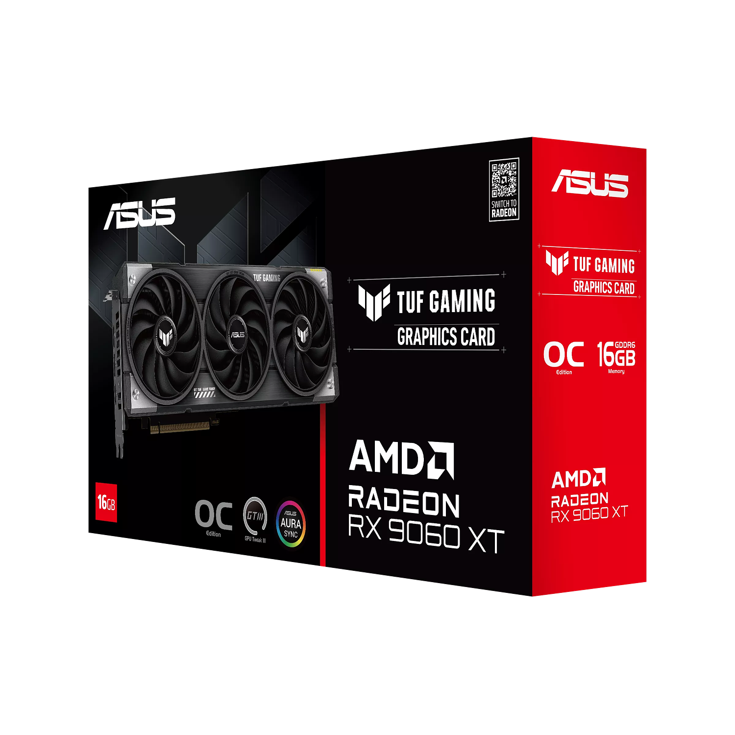 Asus TUF Tarjeta Grafica Gaming Radeon Rx 9060 XT Oc Edition, 16gb Gddr7, 1x Hdmi 2.1a, 3x Displayport 2.1, Triple Fan 11