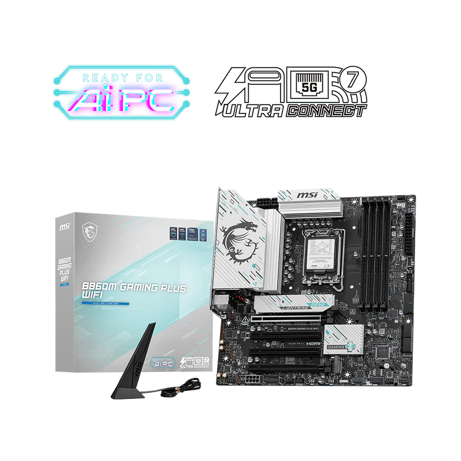 MSI B860M Gaming Plus Wifi Placa Madre, Socket Intel LGA 1851, 1x Hdmi 2.1, 1x Displayport 1.4, Wi-Fi 7, 2.5 Gbe Lan, 2x M.2 1