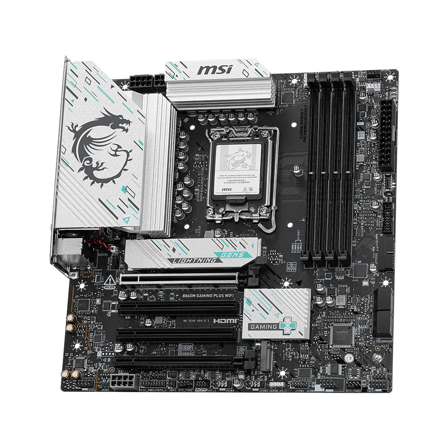 MSI B860M Gaming Plus Wifi Placa Madre, Socket Intel LGA 1851, 1x Hdmi 2.1, 1x Displayport 1.4, Wi-Fi 7, 2.5 Gbe Lan, 2x M.2 2