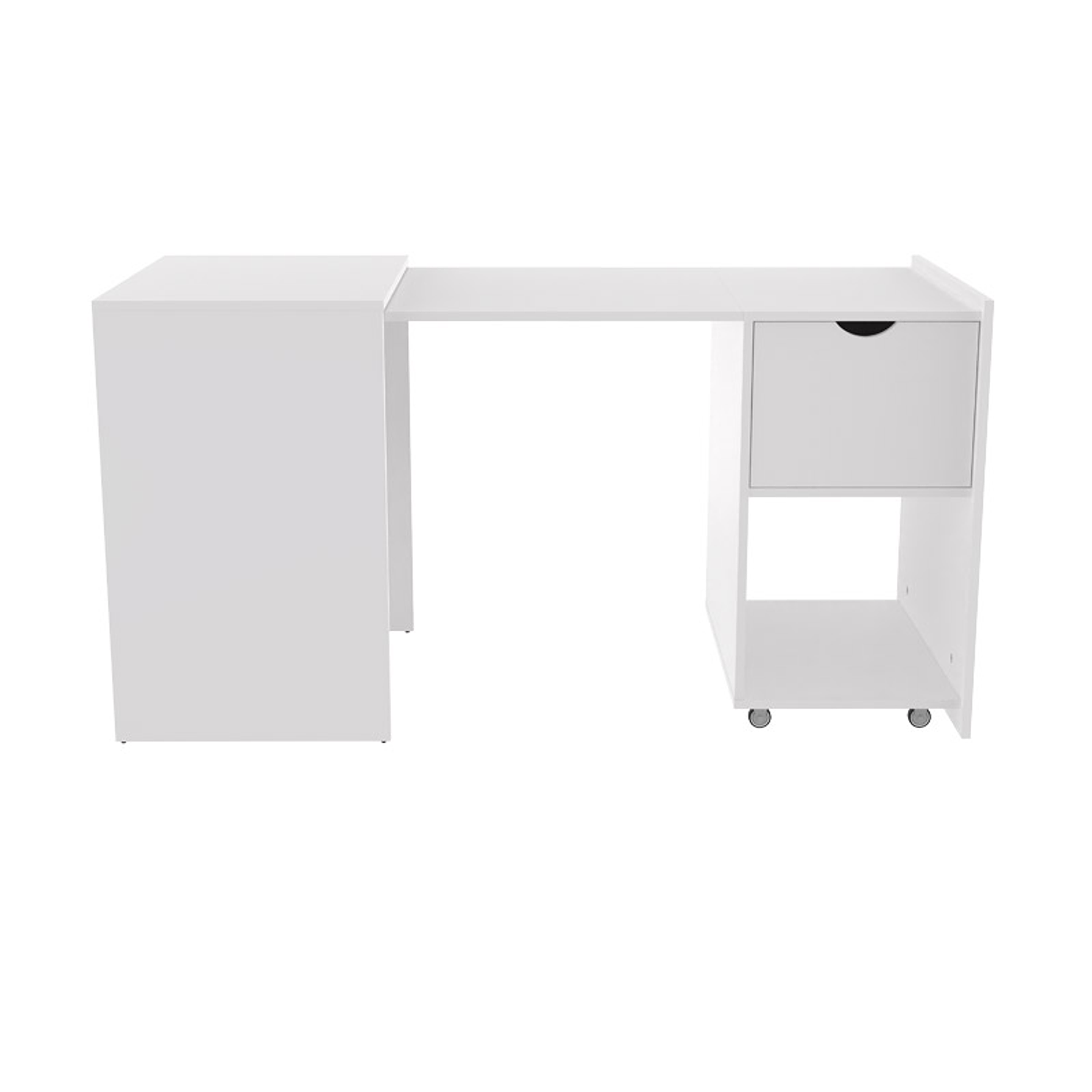 Xtech XTF-CD210 Escritorio Expandible Convertible Blanco, Escritorio Plegable con Ruedas, Mesa Multifuncional con Cajón y Repisa, Oficina Hogar Compacta 1