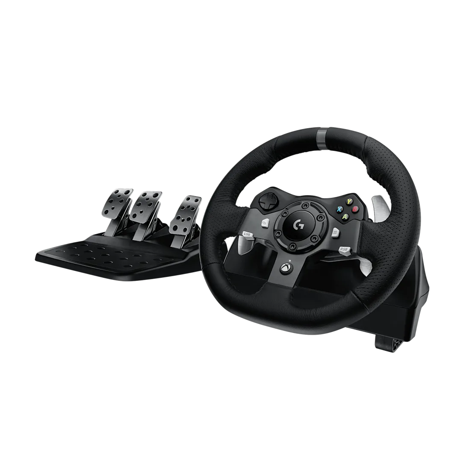 Logitech G920 Driving Force Volante y Pedales, Force Feedback, 900°, Xbox One Series X S PC, Simulador de Carreras, Cuero, USB 1