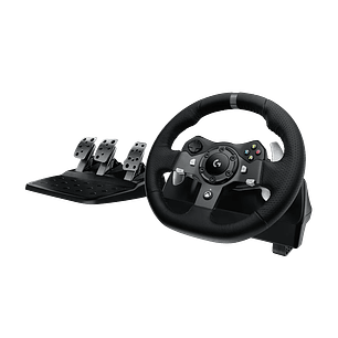 Logitech G920 Driving Force Volante y Pedales, Force Feedback, 900°, Xbox One Series X S PC, Simulador de Carreras, Cuero, USB