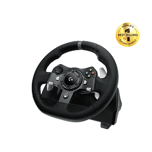 Logitech G920 Driving Force Volante y Pedales, Force Feedback, 900°, Xbox One Series X S PC, Simulador de Carreras, Cuero, USB