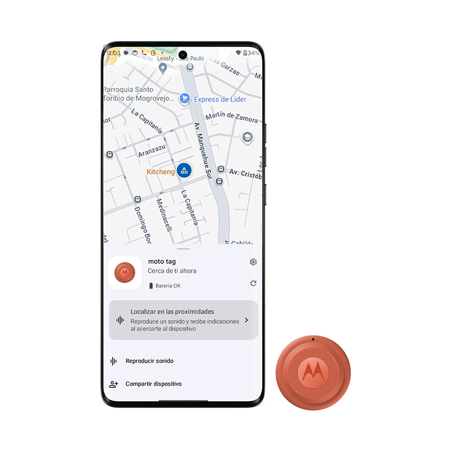 Moto Tag 2 Localizador Inteligente, Bluetooth 6.0, Ultra-Wideband, Ip68, Bateria De 600 Dias, Compatible Con Google Find Hub, Naranjo 7
