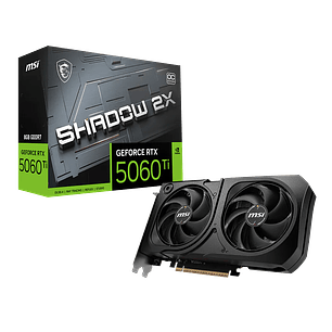 MSI Geforce RTX 5060 Ti Shadow 8G 2x Oc Plus Tarjeta Grafica, 8GB Gddr7, 1x Hdmi 2.1a, 3x Displayport 2.1, Dual Fan
