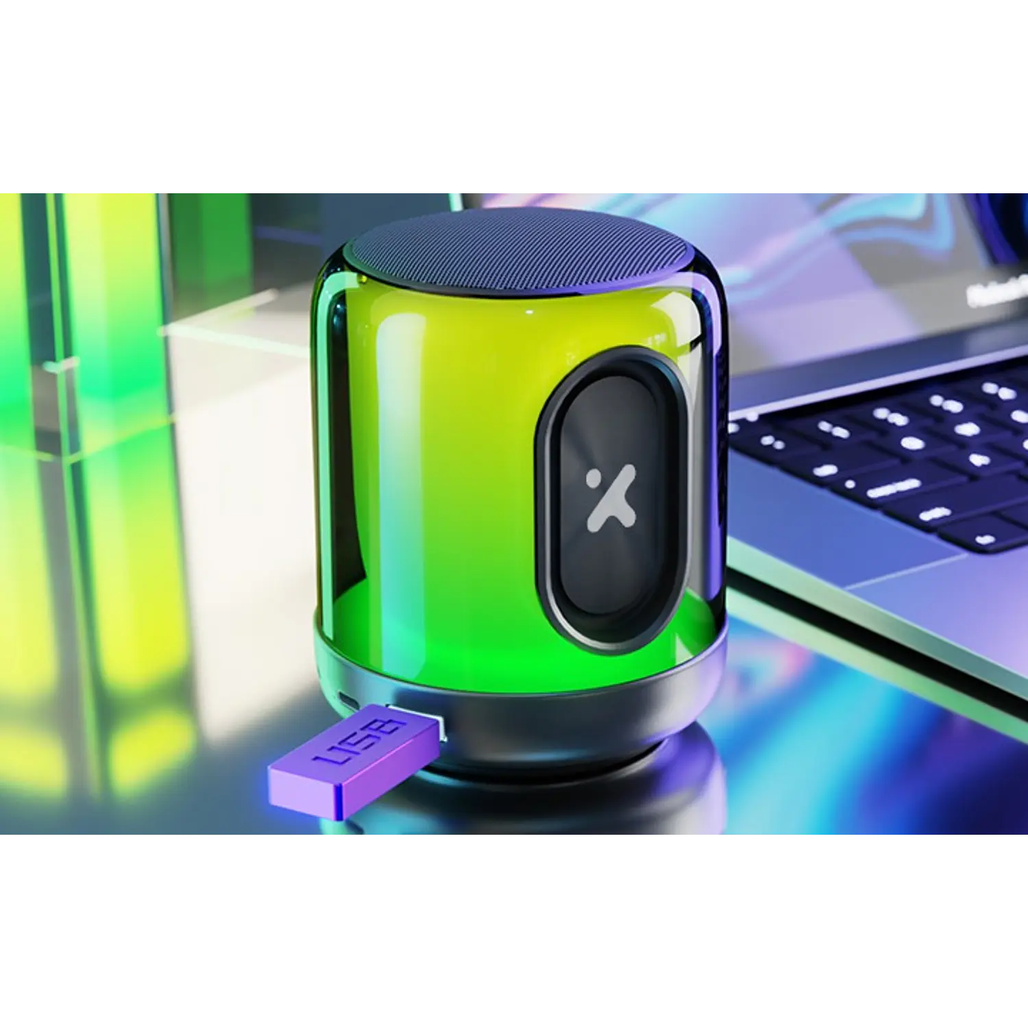 Xtech BeatWave XTS-617 Parlante Portátil Bluetooth 5.3, Luces LED, TWS, 5W RMS 2