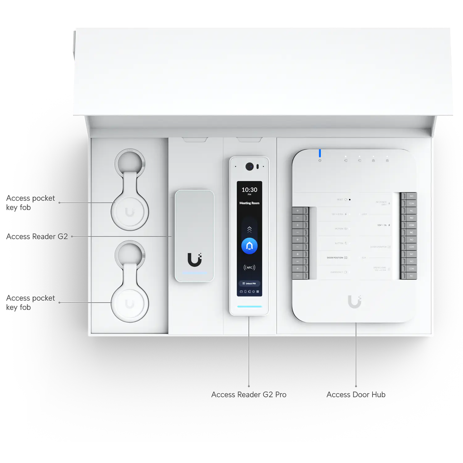 Ubiquiti Unifi UA-G3-SK-Pro Kit Control De Acceso Sistema Ip Profesional 1x Hub De Puerta, 1x G3 Reader Pro, 1x G3 Reader, 2x Llaveros De Bolsillo, Gestion Poe 18