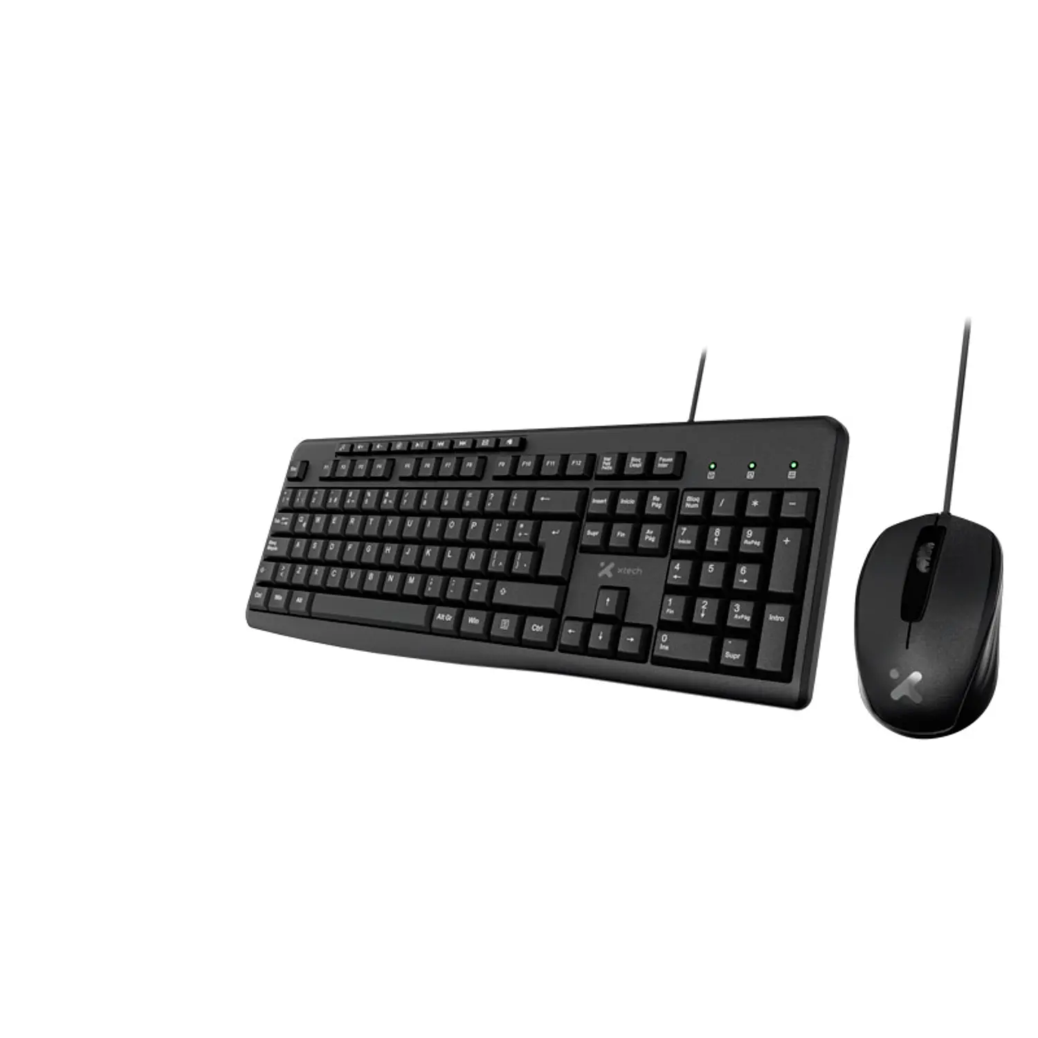 Xtech XTK-302S Combo Teclado y Mouse USB, Español, Multimedia, 105 Teclas, Mouse Óptico 1000 DPI, Plug & Play, Negro 2