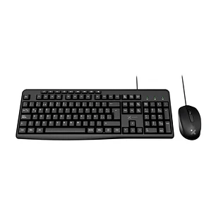 Xtech XTK-302S Combo Teclado y Mouse USB, Español, Multimedia, 105 Teclas, Mouse Óptico 1000 DPI, Plug & Play, Negro