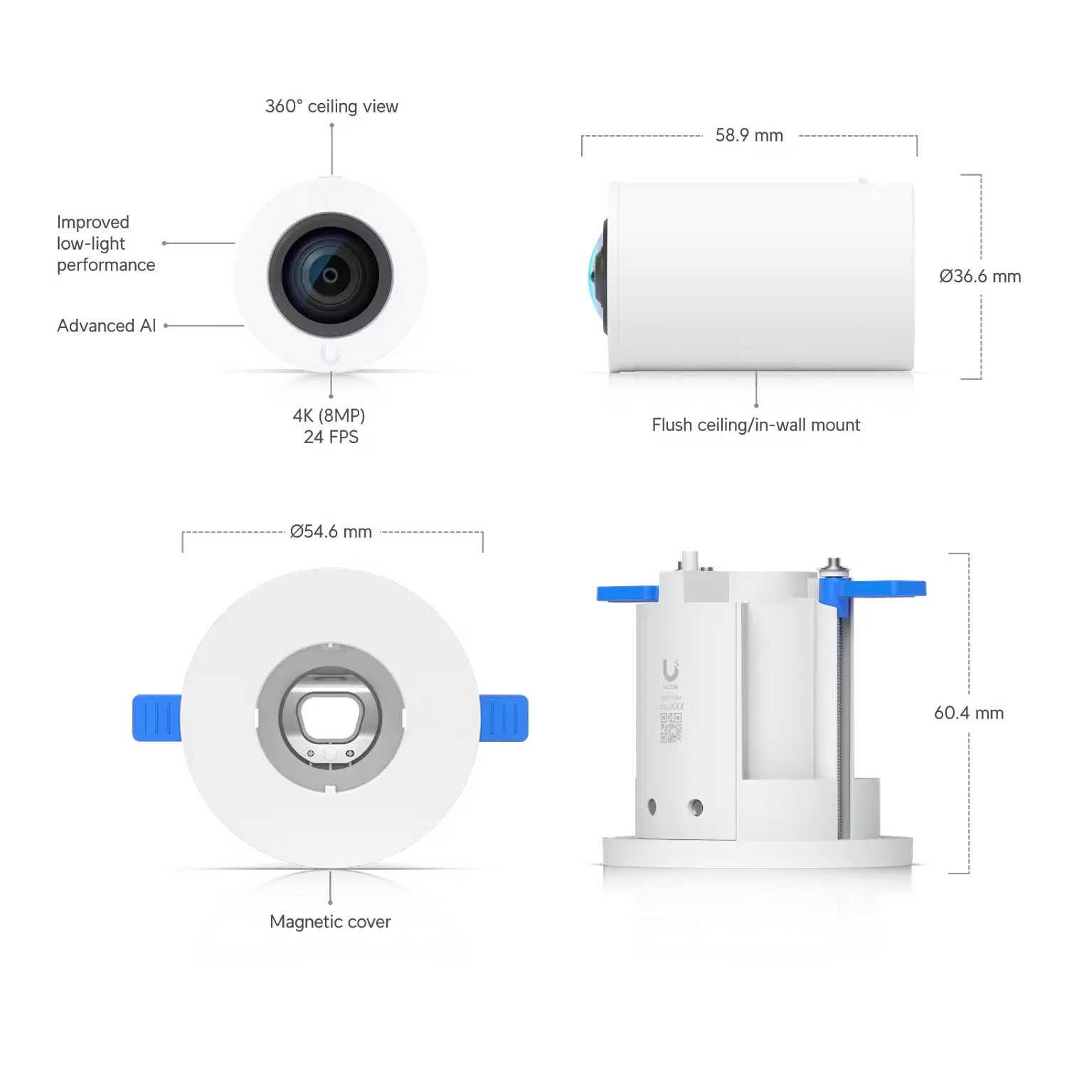 Ubiquiti Unifi UVC-AI-Theta-Pro Cámara, 4k , Lente Modular Profesional, AI, RJ45 GbE Poe, Audio Integrado 2