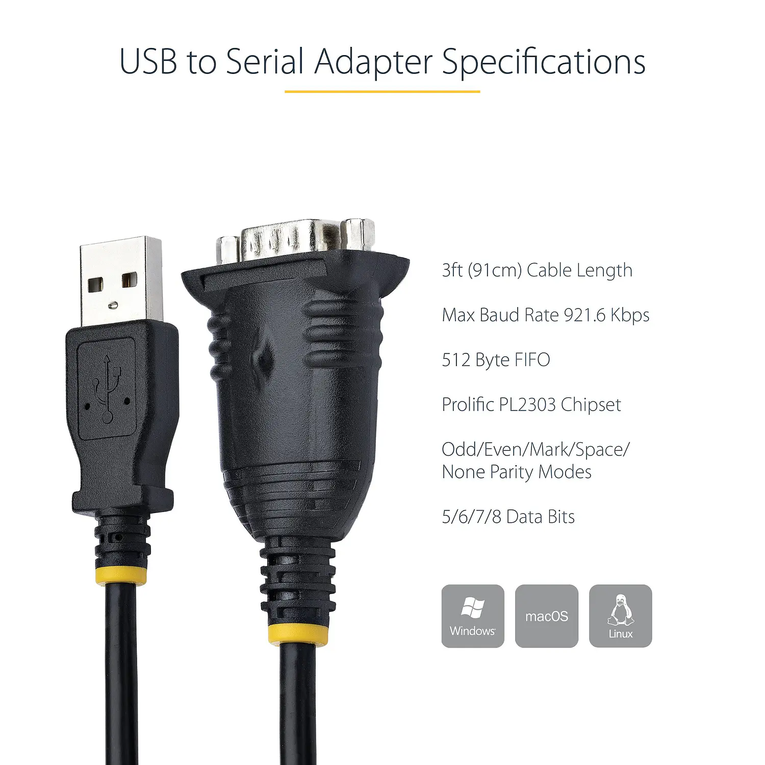 Startech.Com Cable Usb a Serie Rs232, 91 Cm 10