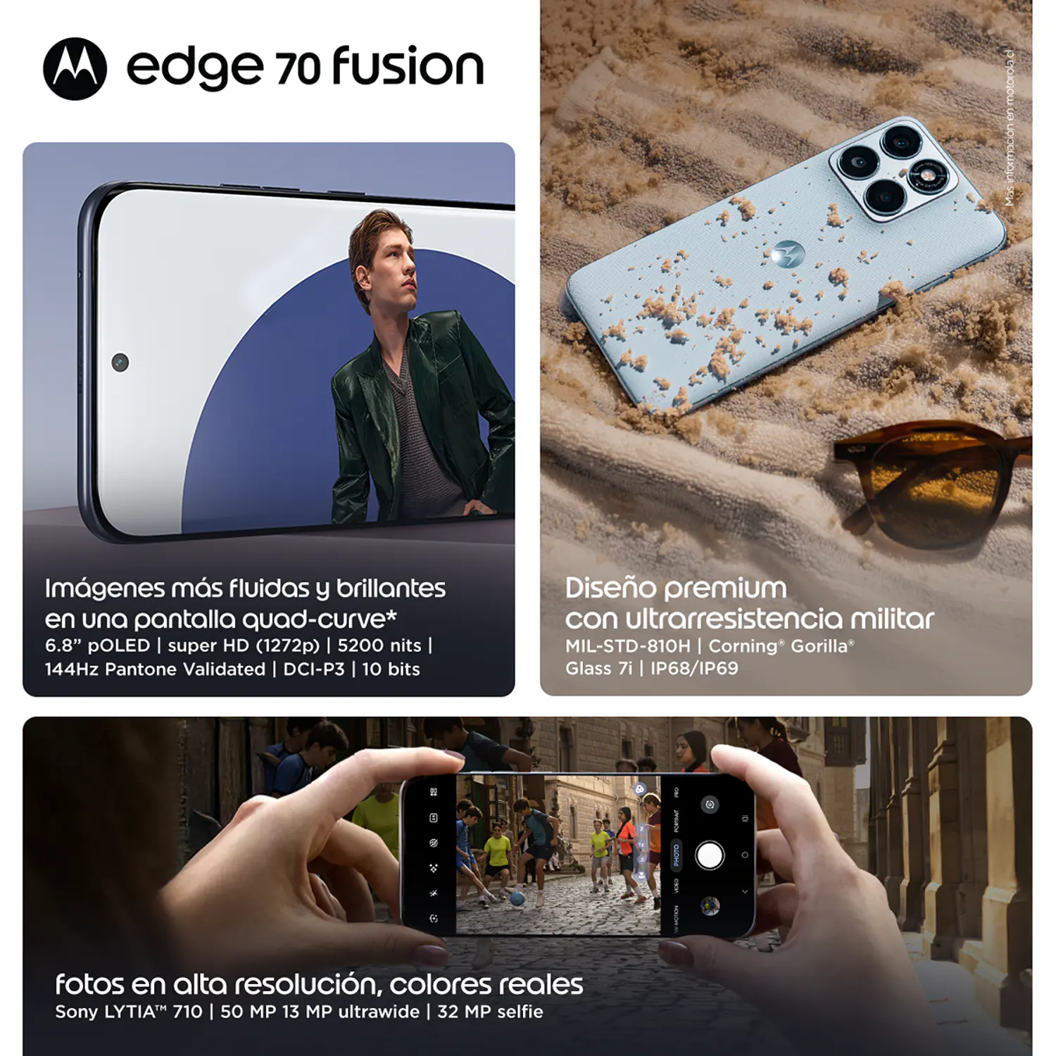 Motorola Edge 70 Fusion Smartphone 8 RAM + 256GB, 50 MP, Pantalla 6.78
