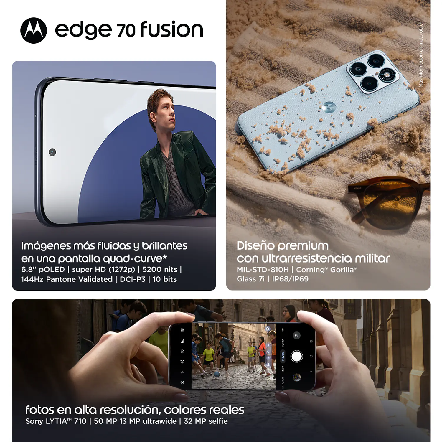 Motorola Edge 70 Fusion Smartphone 8 RAM + 256GB, 50 MP, Pantalla 6.78