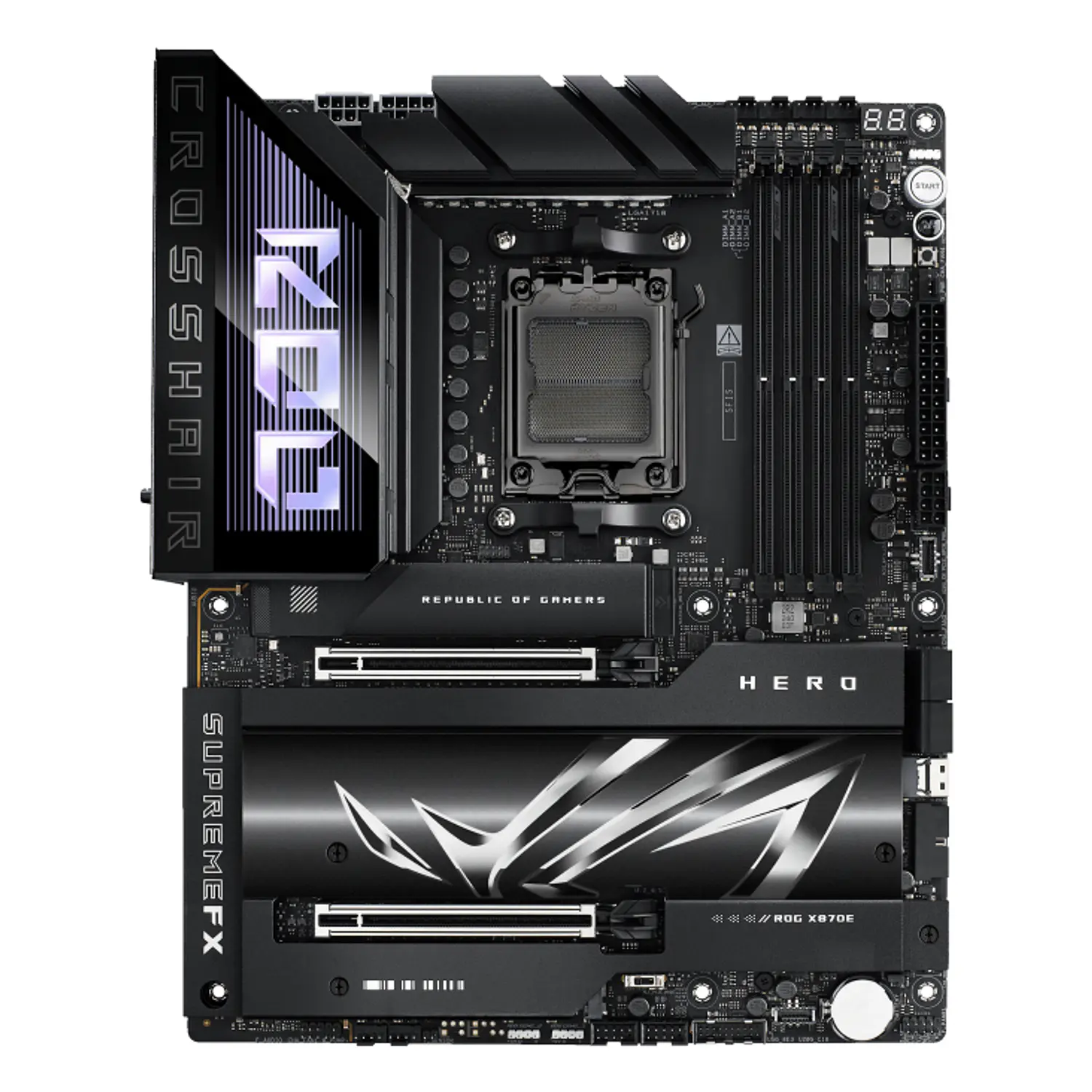 ASUS ROG CROSSHAIR X870E HERO, Placa Madre, AM5, DDR5, PCIe 5.0, WiFi 7, ATX 10