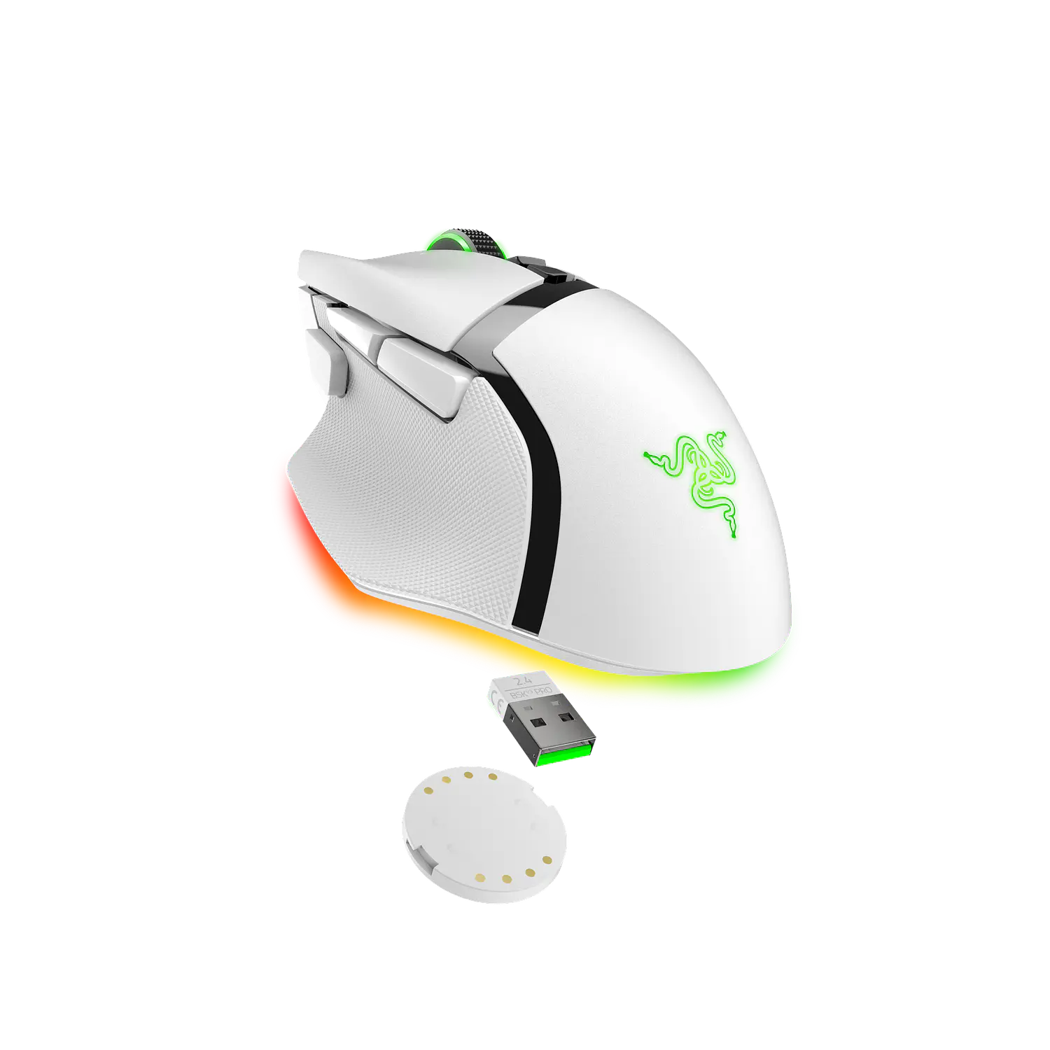 Razer Basilisk V3 Pro Mouse Gamer Inalámbrico RGB Blanco Ergonomico Diestro 30K DPI, 11 Botones Programables, HyperSpeed Wireless, Bluetooth, FPS Esports, Blanco 6