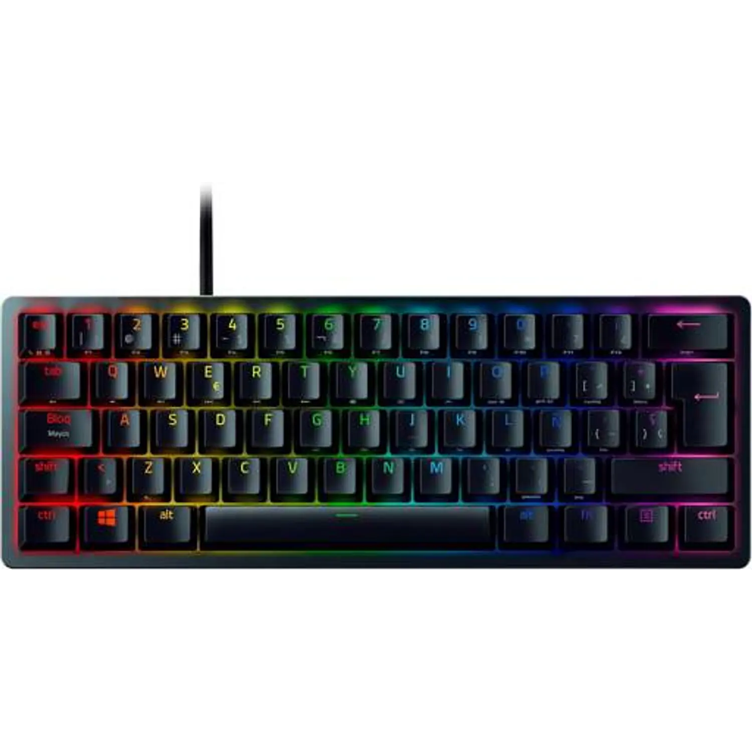 Razer Huntsman Mini 60% Teclado Gamer Mecánico Óptico RGB, Switches Razer Linear Optical, USB-C, Chroma RGB, PBT, Aluminio, Esports, Compacto 1