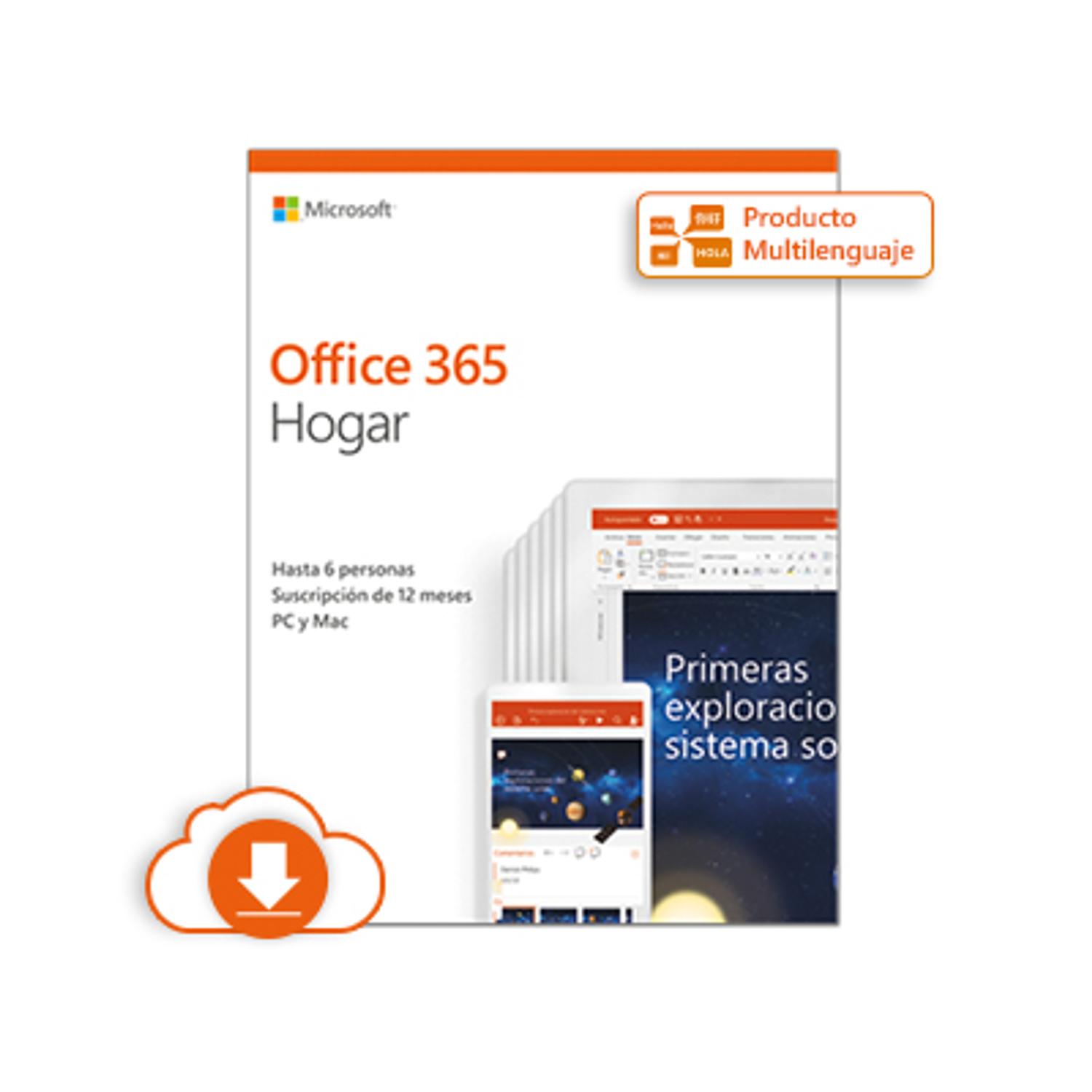 Microsoft Office 365 Hogar 32/64 Bit Descargable Suscripción 1 Año 2