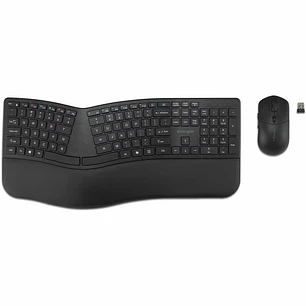 Kensington K72486ES Pro Fit Ergo KM680 EQ, Kit Teclado y Mouse Inalámbrico, Combo Ergonómico Bluetooth, Mouse 2400 DPI, USB-C, Negro