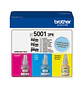 Brother BT50013PKMEX, Pack 3 Botellas de Tinta Original, Cian, Magenta y Amarillo - Miniatura 1