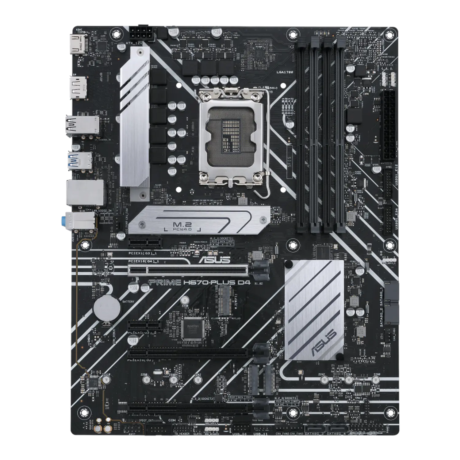 ASUS PRIME H670-PLUS D4, Placa Madre LGA 1700, Intel H670, ATX, DDR4 5066 OC, 3x M.2, PCIe 4.0, 2.5Gb LAN, HDMI, DisplayPort 1