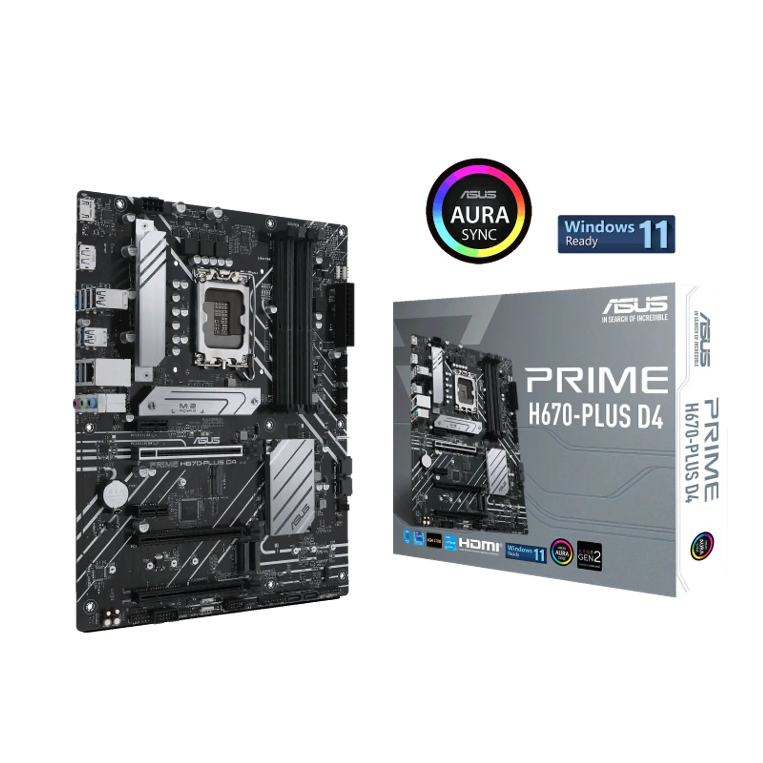 ASUS PRIME H670-PLUS D4, Placa Madre LGA 1700, Intel H670, ATX, DDR4 5066 OC, 3x M.2, PCIe 4.0, 2.5Gb LAN, HDMI, DisplayPort 7
