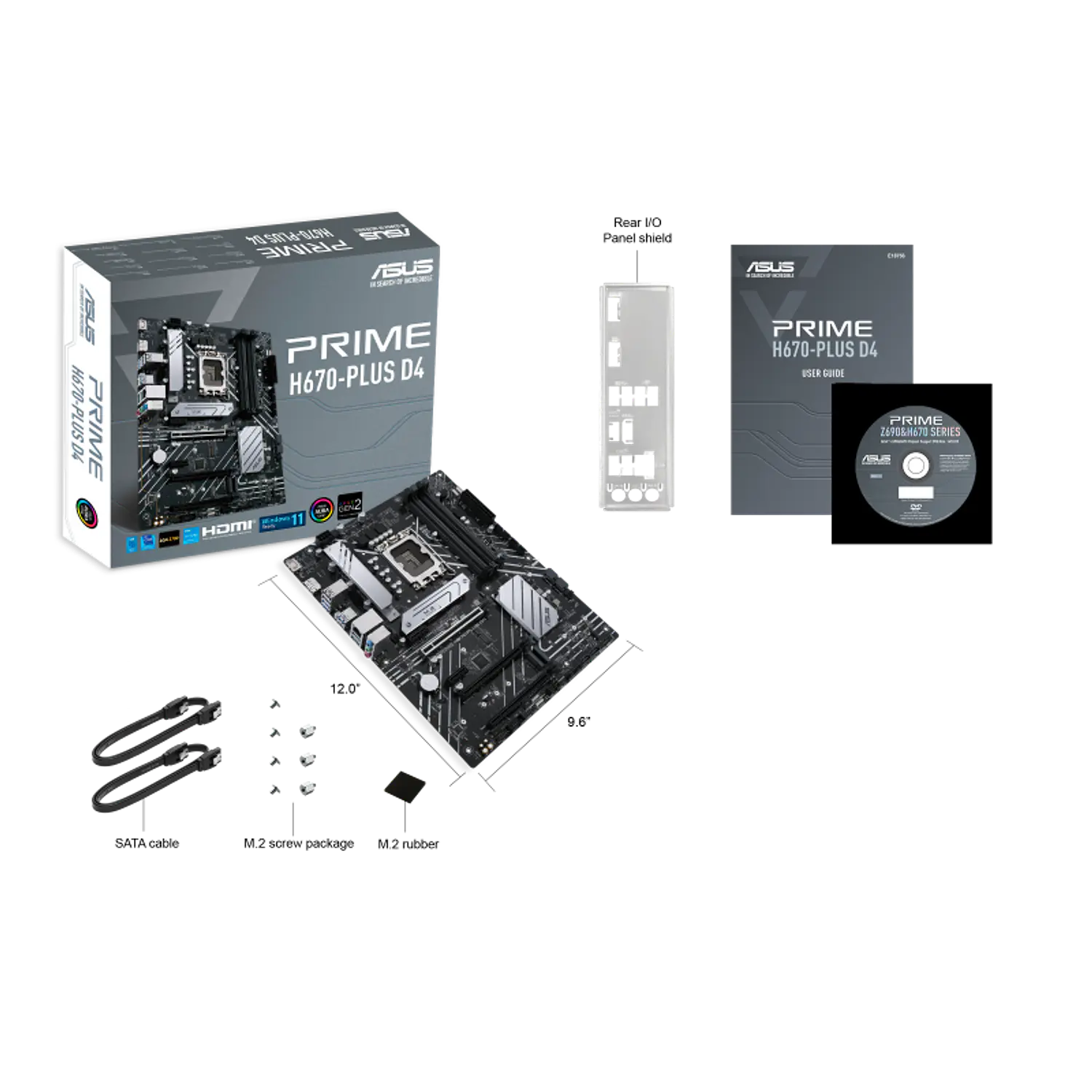 ASUS PRIME H670-PLUS D4, Placa Madre LGA 1700, Intel H670, ATX, DDR4 5066 OC, 3x M.2, PCIe 4.0, 2.5Gb LAN, HDMI, DisplayPort 8