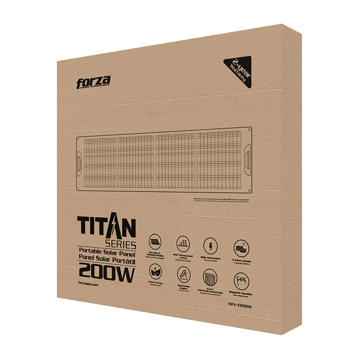 Forza FPV-T200W, Panel Solar Portátil 200W, IP67, Resistente Al Agua y Polvo 5