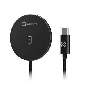 Klip Xtreme KDC-010 Cargador Inalámbrico Magnético 15W, Base MagSafe, Cargador Qi USB-C, Carga Rápida para iPhone, AirPods y Audífonos TWS