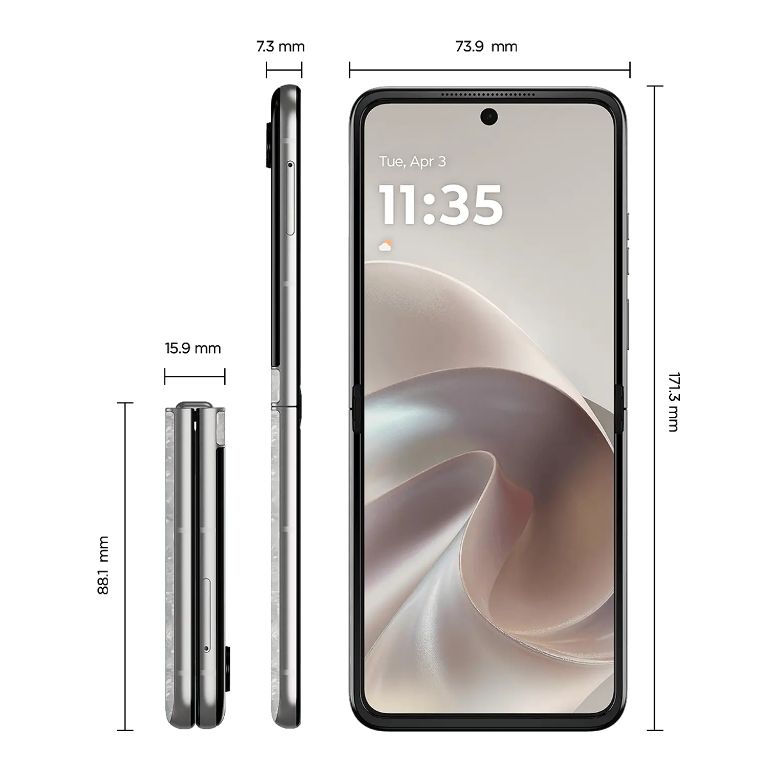 Motorola Razr 70 Smartphone Plegable 5G, 6.9'' AMOLED LTPO 120Hz, Cámara Dual 50MP+50MP OIS, 12GB RAM, 512GB, Android 16, IP48, Blanco 3