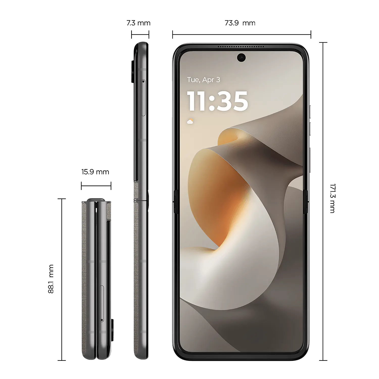 Motorola Razr 70 Smartphone Plegable 5G, 6.9'' AMOLED LTPO 120Hz, Cámara Dual 50MP+50MP OIS, 12GB RAM, 512GB, Android 16, IP48, Gris 3