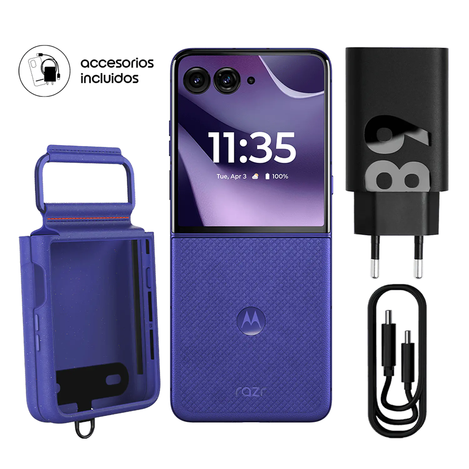 Motorola Razr 70 Ultra 16GB RAM + 1TB Smartphone Plegable 5G, Snapdragon 8 Elite, Pantalla LTPO 7”, Cámara 50MP OIS, Android 16, IP48, Azul 3