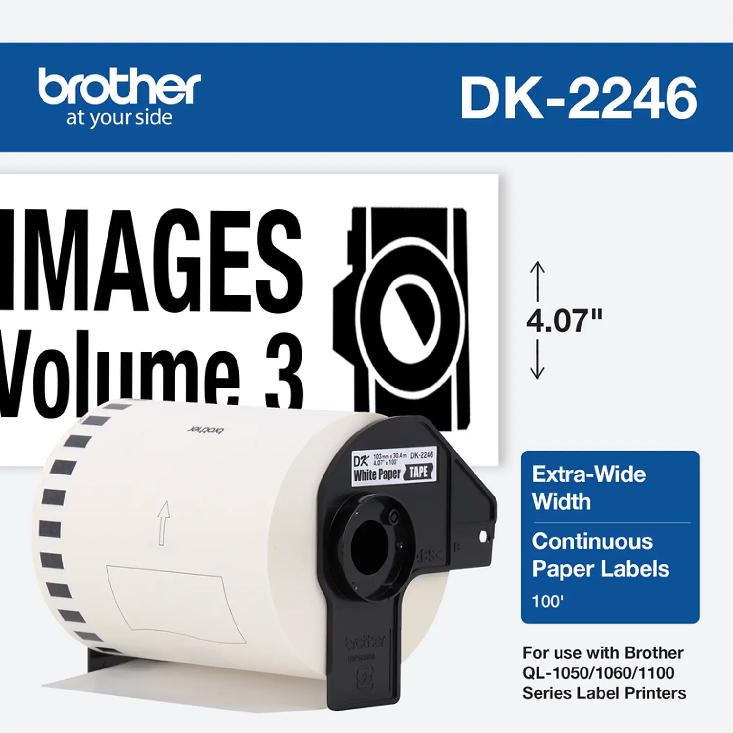 Brother DK-2246 Etiqueta Continua Negro sobre Blanco 103 mm x 30,48 m 1