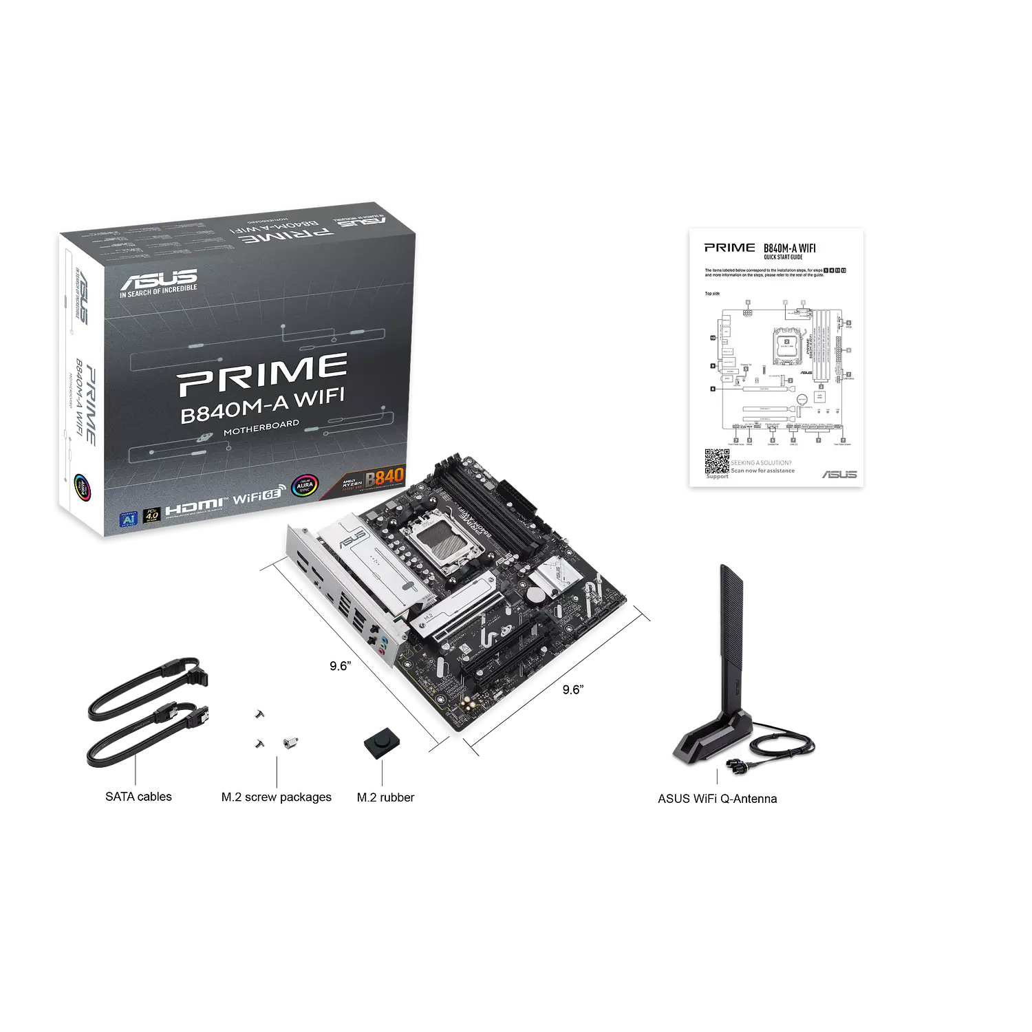 ASUS PRIME B840M-A WIFI Placa Madre AM5 B840 DDR5 WiFi 6E Micro-ATX Ryzen 7
