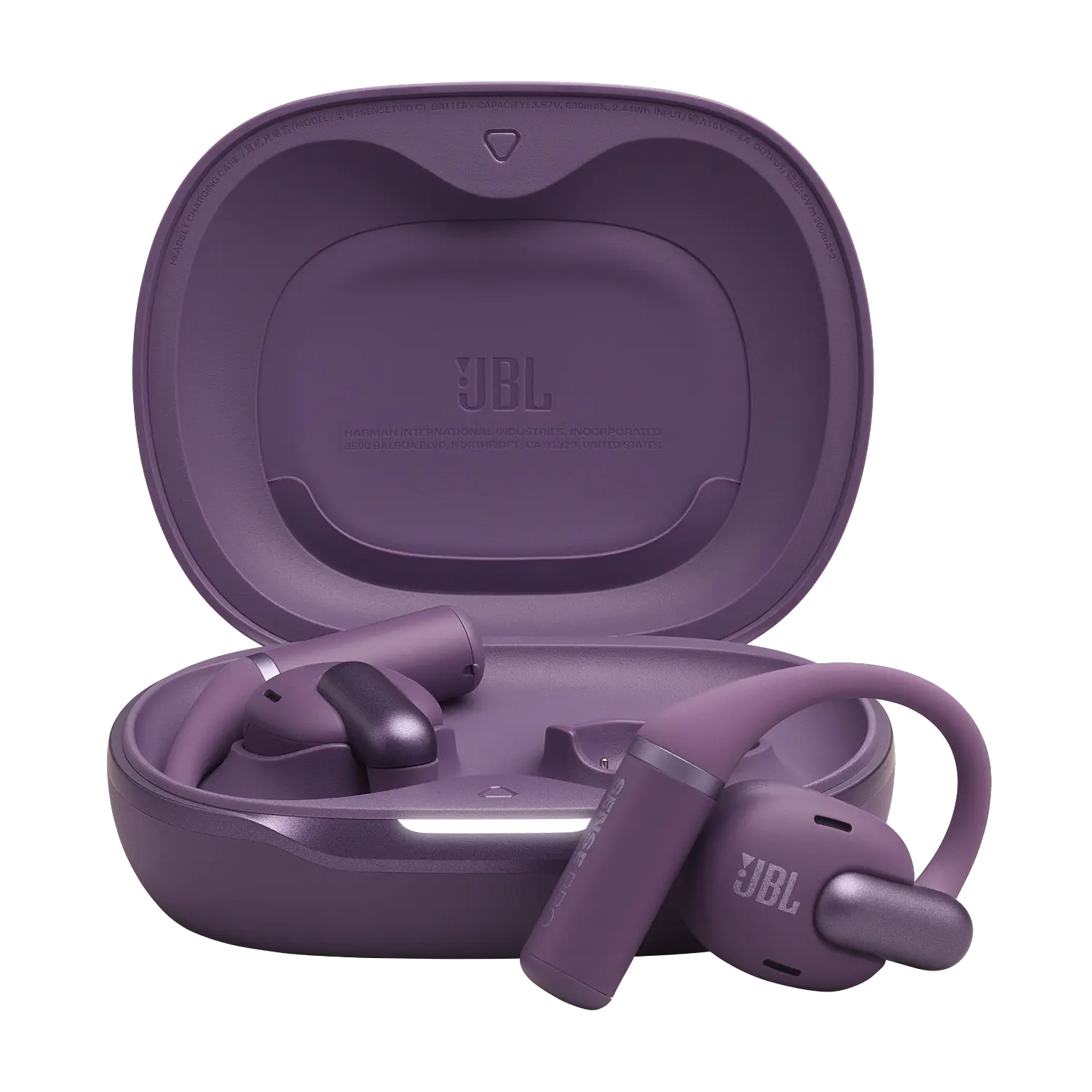 JBL Sense Pro Audífonos True Wireless OpenSound, Bluetooth 6.0, JBL Spatial Sound, IP54, Carga Inalámbrica, Auriculares Deportivos Premium, Morado 1
