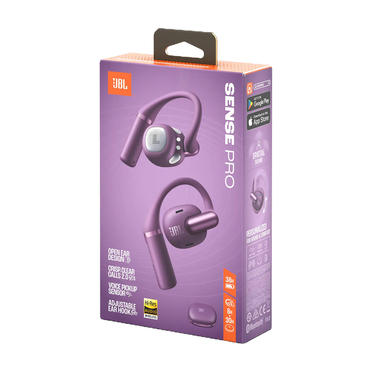 JBL Sense Pro Audífonos True Wireless OpenSound, Bluetooth 6.0, JBL Spatial Sound, IP54, Carga Inalámbrica, Auriculares Deportivos Premium, Morado 9