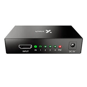 Xtech XHA-420 Multiplicador HDMI 1x4, Splitter HDMI, 1 Entrada 4 Salidas, 4K Ultra HD, Compatible 3D, Plug and Play,