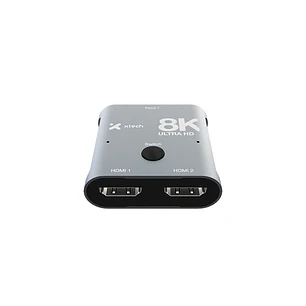 Xtech XHA-440 8K HDMI 2-Port Bidirectional Switch, HDMI 2.1, Ultra HD 8K, 8K 60Hz, HDR Dinámico, eARC, VRR, HDCP, USB-C, Aluminio